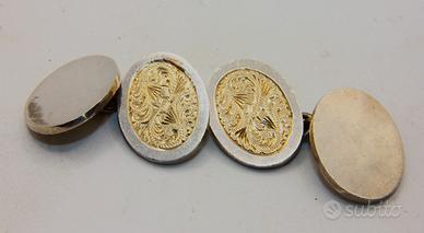 Stupendi gemelli antichi Inglesi oro su argento