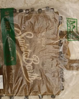 Borsa colette in rafia marrone con perline