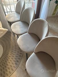 Set 4 sedie velluto grigio chiaro – design moderno