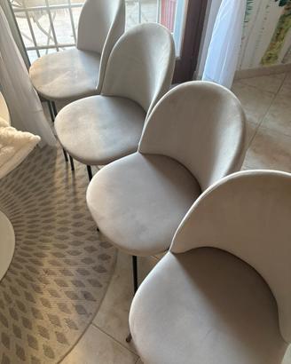 Set 4 sedie velluto grigio chiaro – design moderno