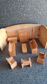 set legno per casa bambole