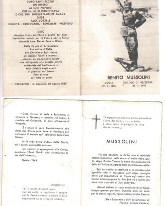 NECROLOGIO- funerale MUSSOLINI (cimelio storico)