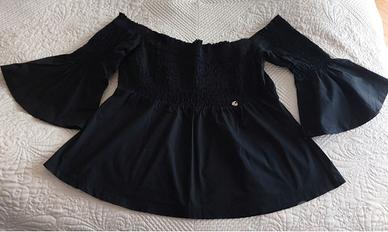 Blusa Nera 95% Cotone Made in ltaly Taglia S