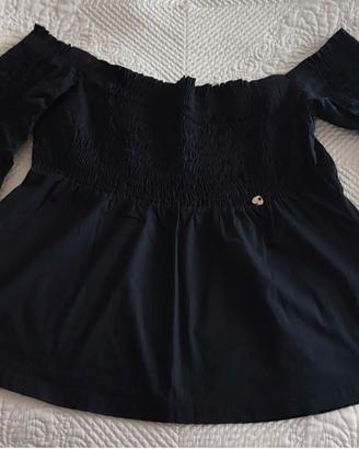 Blusa Nera 95% Cotone Made in ltaly Taglia S