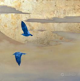 Dipinto su tela 100x100 cm – Olio e foglia d’oro