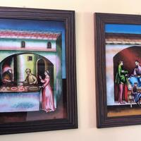 Coppia quadri su vetro salomini fausto