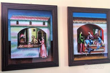 Coppia quadri su vetro salomini fausto