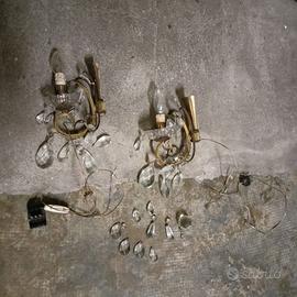 lotto 2 vecchie appliche con ciondoli in vetro da