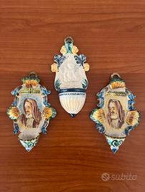 Set acquasantiere da parete vintage