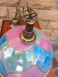 lampadario colorato a vetri vintage