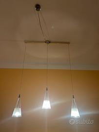 Lampada tre coni  vetro sospensione