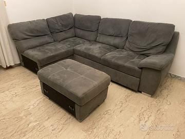 Divano letto con penisola + pouf, molto grande