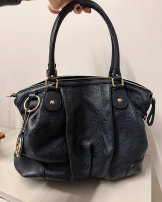 Borsa Gucci tote medium Sukey blu in pelle