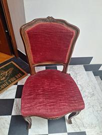 Sedia antica stile Luigi Filippo in velluto rosso