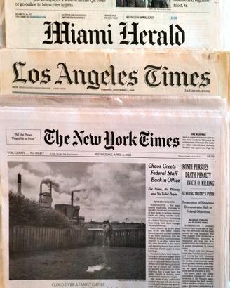Tre quotidiani USA-NY Times,LA Times,Miami Herald