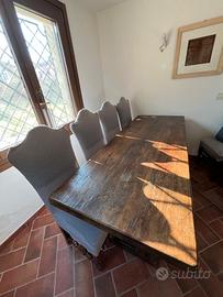 6 SEDIE IN CASTAGNO MASSELLO CON DOPPIA FODERA