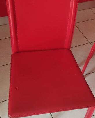 set 4 sedie rosse ecopelle