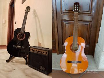  2 chitarre acustiche amplificate amplficatore
