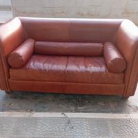 Divano in vera pelle cuoio – 2 posti, solido e com