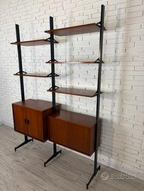 Libreria modulare doppia in teak anni 60