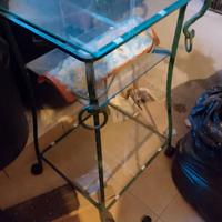 tavolino in vetro e ferro battuto 
