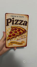 Targa Metallo Decorativa Pizza Vintage 14x20 cm
