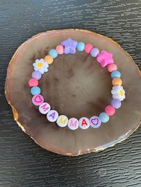 Braccialetto perle con scritta mamma