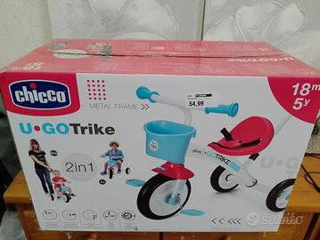 Triciclo chicco nuovo, sigillato, manico, unisex