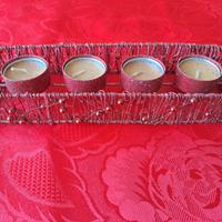 Portacandele in metallo glitterato Rosso
