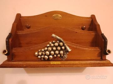 PORTALETTERE IN LEGNO MASSELLO ANTICO  ANNI 70/80