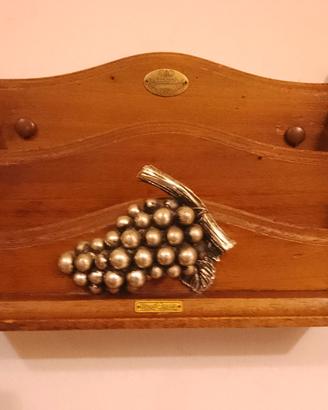 PORTALETTERE IN LEGNO MASSELLO ANTICO  ANNI 70/80