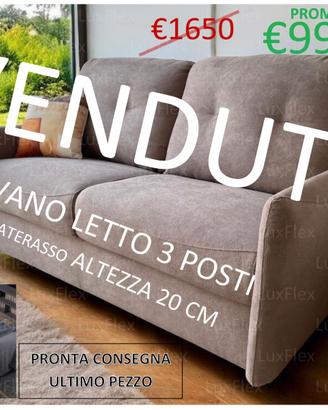Divano Letto 3 Posti - Materasso Alto 20 cm