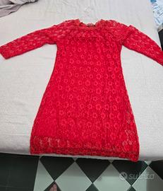 Abito corto rosso in pizzo taglia M