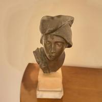 SCULTURA BRONZO E MARMO "SCUGNIZZO"