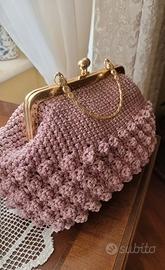 Club bag borsa uncinetto fatta a mano rosa oro