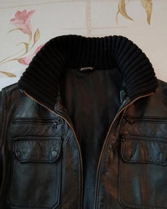 Giubbotto Bomber  Vera Pelle Nera Artigianale