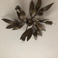 Plafoniera in ottone brunito a 3 luci ghiande