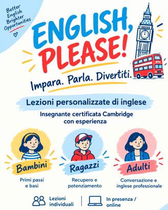 Lezioni di Inglese: Bambini, Ragazzi e Adulti