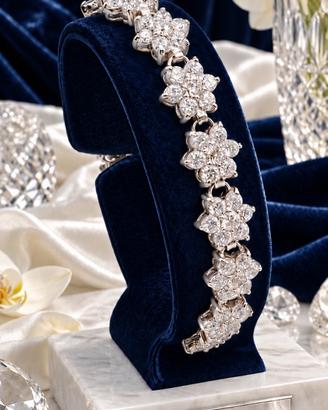 Bracciale tennis fiori moissanite argento 925 18,5