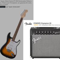 stratocaster squier by fender + amplifi. fender