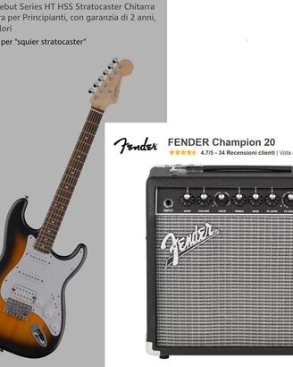 stratocaster squier by fender + amplifi. fender