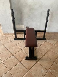 Panca piana con porta bilanciere technogym