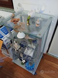 scaffale/credenza in vetro e metallo