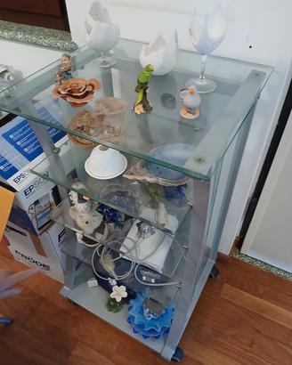 scaffale/credenza in vetro e metallo