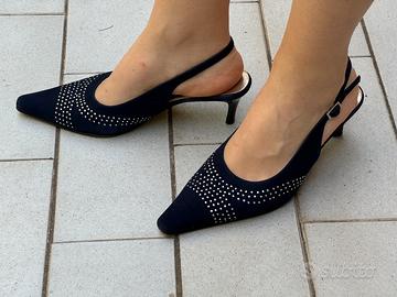 Scarpe con tacco Valleverde blu con borchiette