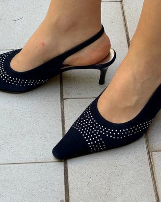 Scarpe con tacco Valleverde blu con borchiette