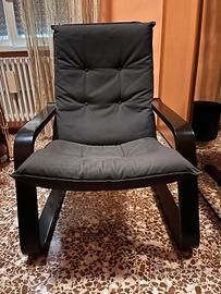 Poltrona relax legno curvato nero cuscino antracit