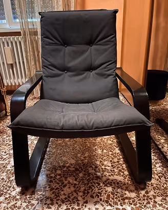 Poltrona relax legno curvato nero cuscino antracit