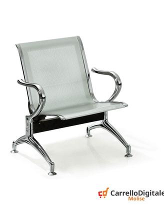 Panca per sala attesa 1 posto in acciaio Silver