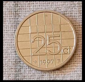 Moneta da 25 centesimi del 1997 Olanda 